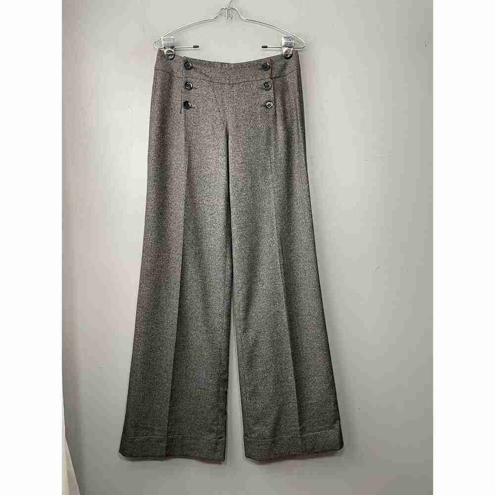 Gray Wide-Leg Buttoned Women's Pants